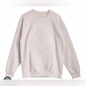 Cisco Brewery 3D Pressed Logo Cream Crewneck Pullover Sweater Mens Large